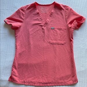 Figs Women's coral V-Neck Top